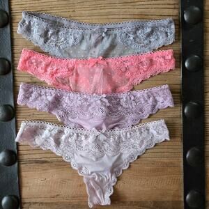 Victoria's Secret Dream Angels Lace Detail Thong Bundle sz Small New